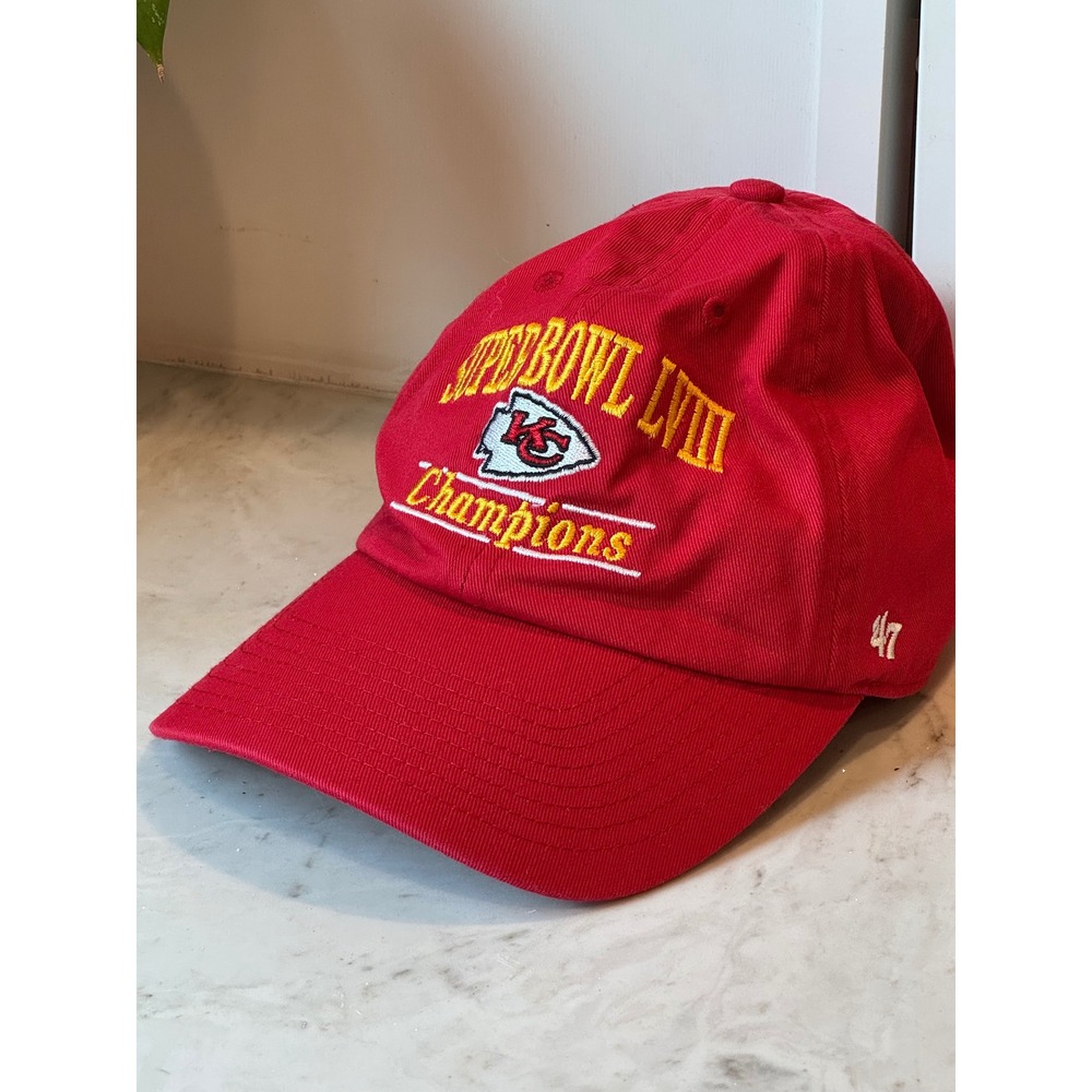 47 Brand Kansas City Chiefs Hat Unisex OSFA Red Super Bowl LVIII Champions Cap